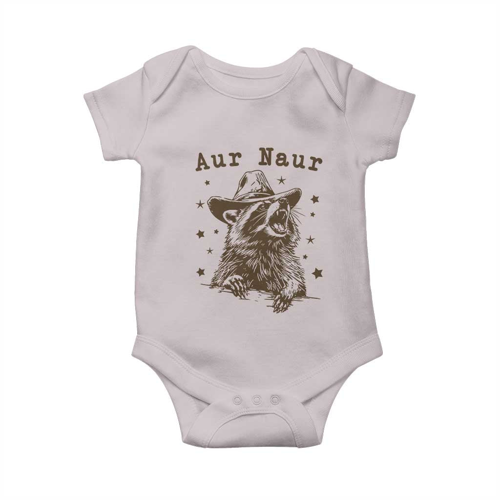 AUR Naur Cowboy Raccoon Baby Onesie Funny Sarcastic Oh No Australian Accent TS14 Ice Gray Print Your Wear