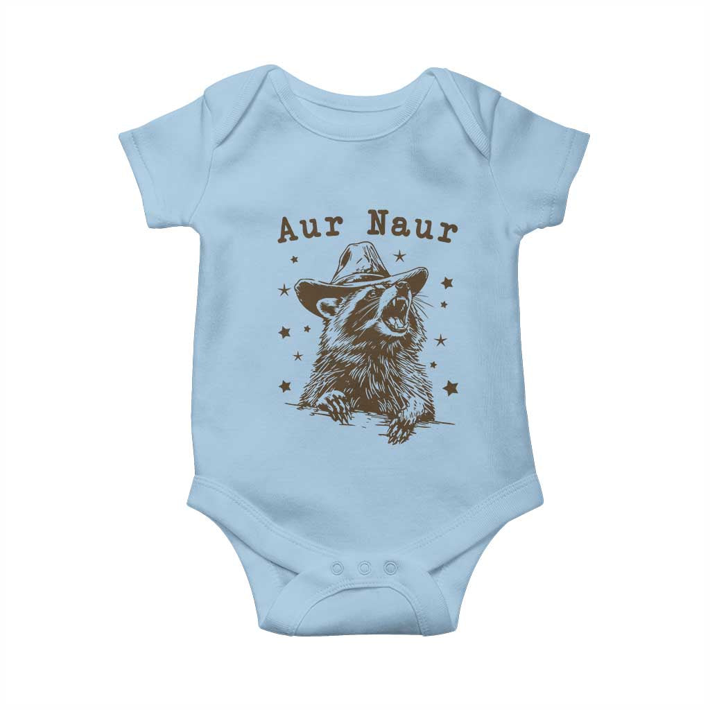 AUR Naur Cowboy Raccoon Baby Onesie Funny Sarcastic Oh No Australian Accent TS14 Light Blue Print Your Wear