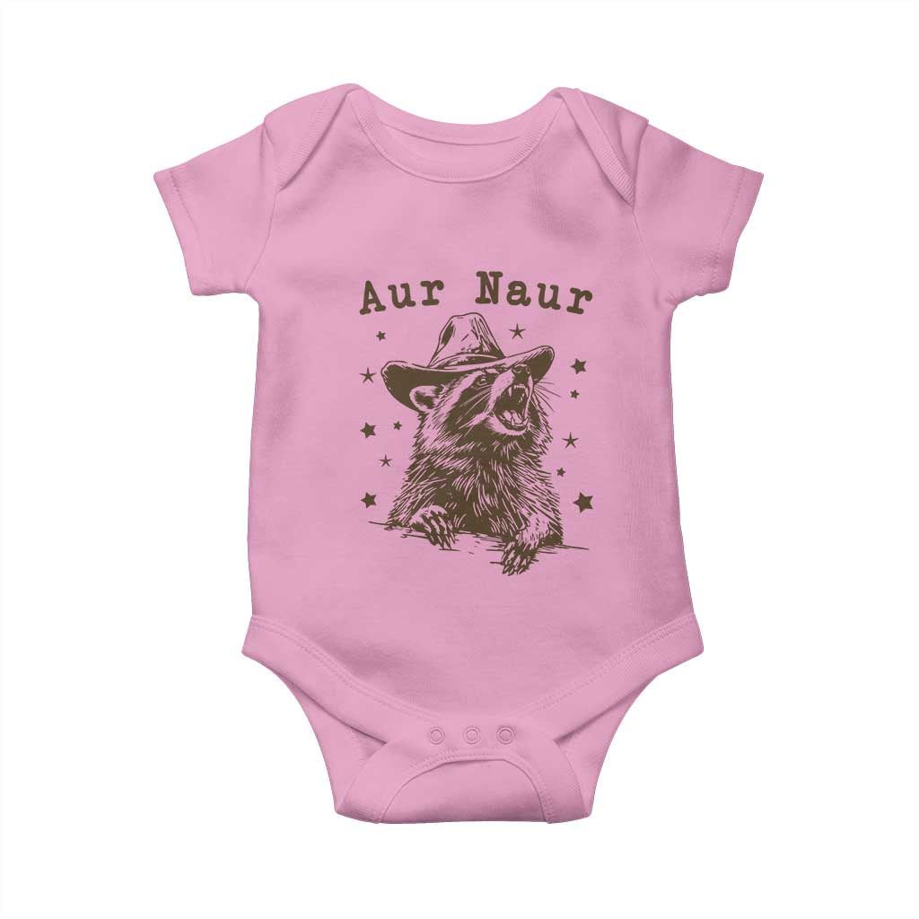AUR Naur Cowboy Raccoon Baby Onesie Funny Sarcastic Oh No Australian Accent TS14 Light Pink Print Your Wear