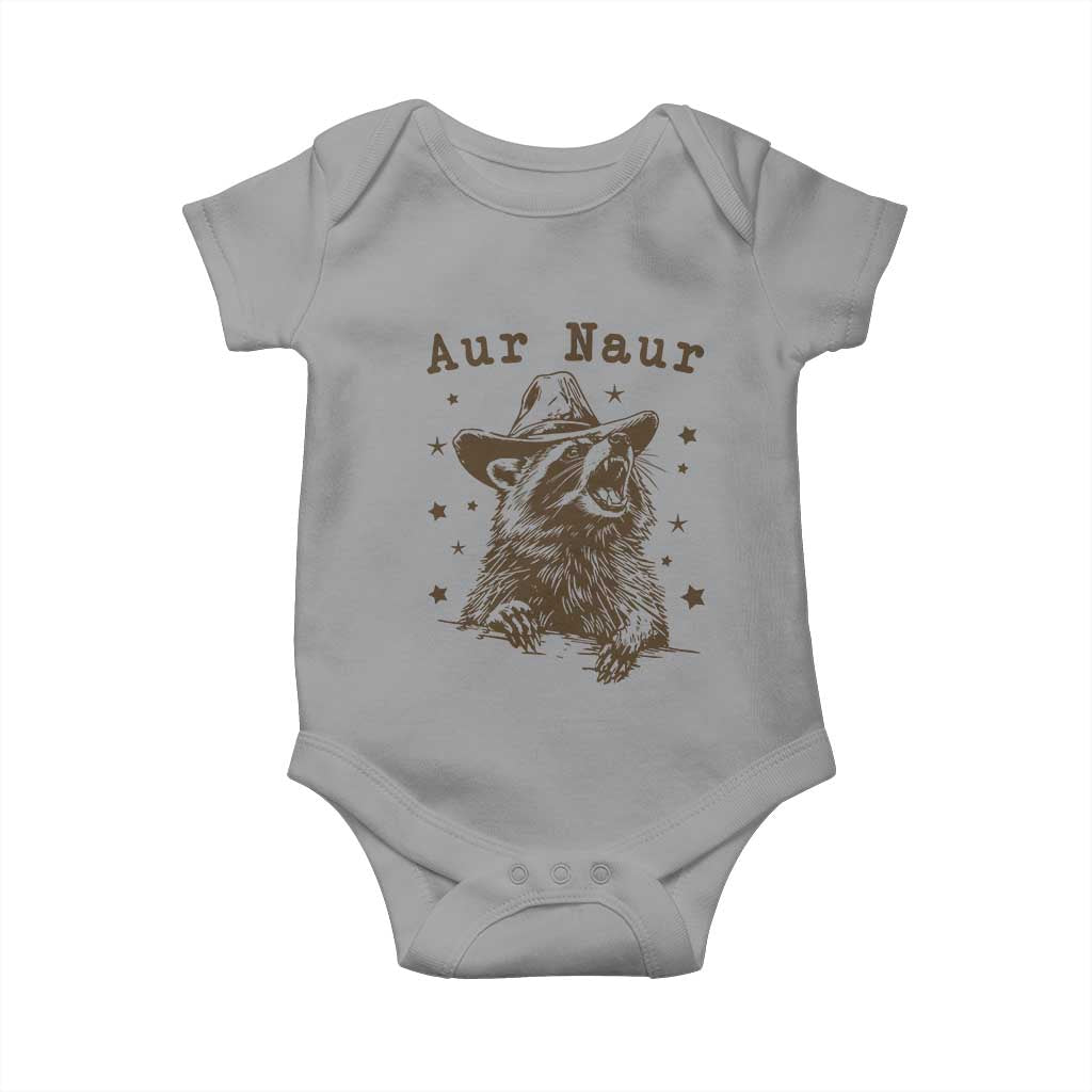 AUR Naur Cowboy Raccoon Baby Onesie Funny Sarcastic Oh No Australian Accent TS14 Sport Gray Print Your Wear