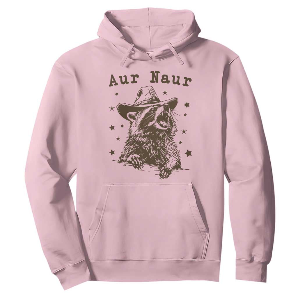 AUR Naur Cowboy Raccoon Hoodie Funny Sarcastic Oh No Australian Accent TS14 Light Pink Print Your Wear
