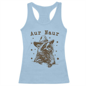 AUR Naur Cowboy Raccoon Racerback Tank Top Funny Sarcastic Oh No Australian Accent TS14 Light Blue Print Your Wear