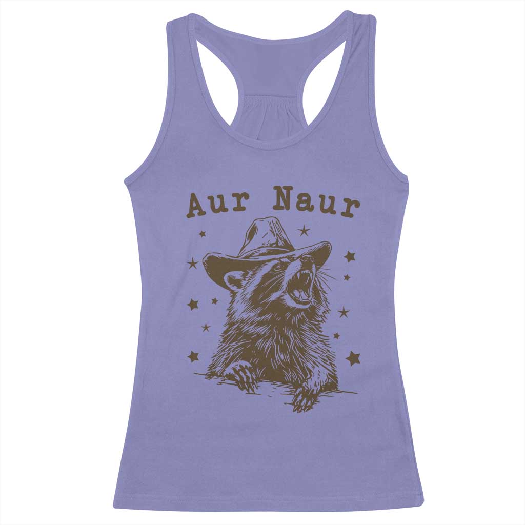 AUR Naur Cowboy Raccoon Racerback Tank Top Funny Sarcastic Oh No Australian Accent TS14 Violet Print Your Wear