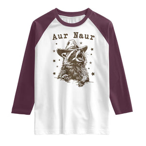 AUR Naur Cowboy Raccoon Raglan Shirt Funny Sarcastic Oh No Australian Accent TS14 White Maroon Print Your Wear