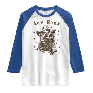 AUR Naur Cowboy Raccoon Raglan Shirt Funny Sarcastic Oh No Australian Accent TS14 White Royal Print Your Wear