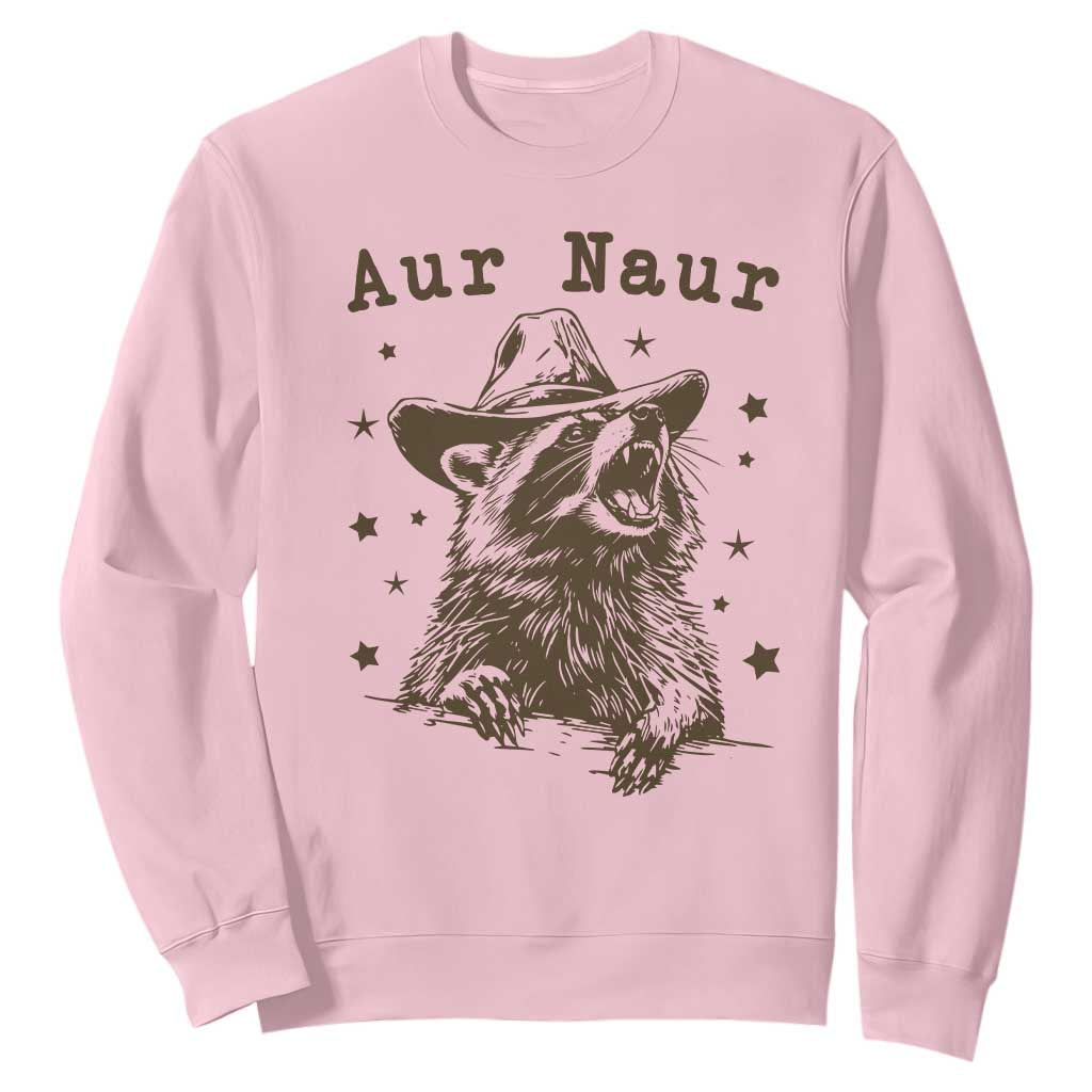 AUR Naur Cowboy Raccoon Sweatshirt Funny Sarcastic Oh No Australian Accent TS14 Light Pink Print Your Wear
