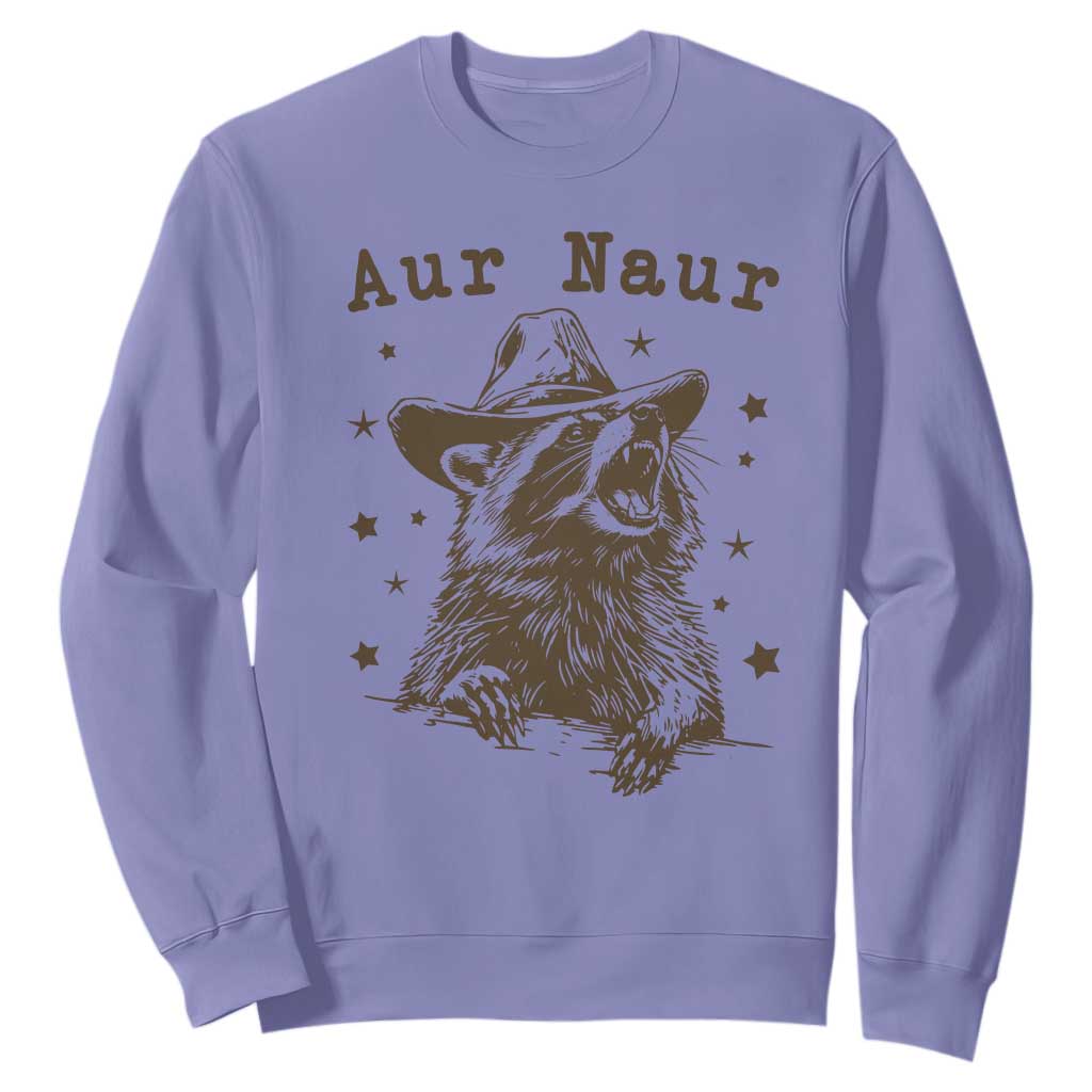 AUR Naur Cowboy Raccoon Sweatshirt Funny Sarcastic Oh No Australian Accent TS14 Violet Print Your Wear