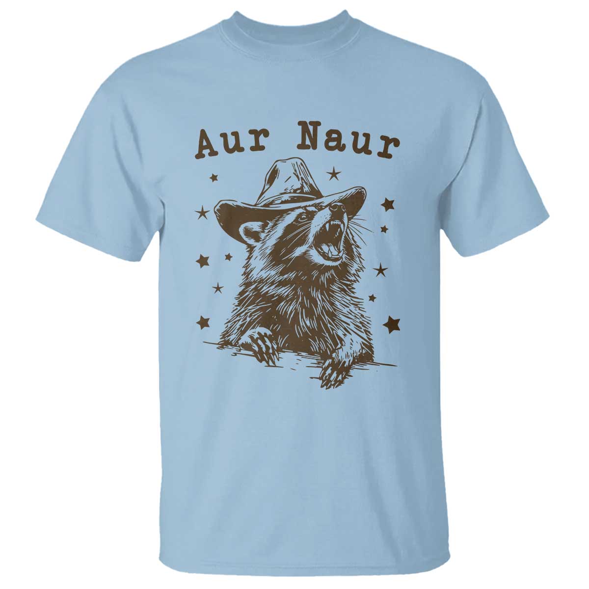 AUR Naur Cowboy Raccoon T Shirt Funny Sarcastic Oh No Australian Accent TS14 Light Blue Print Your Wear