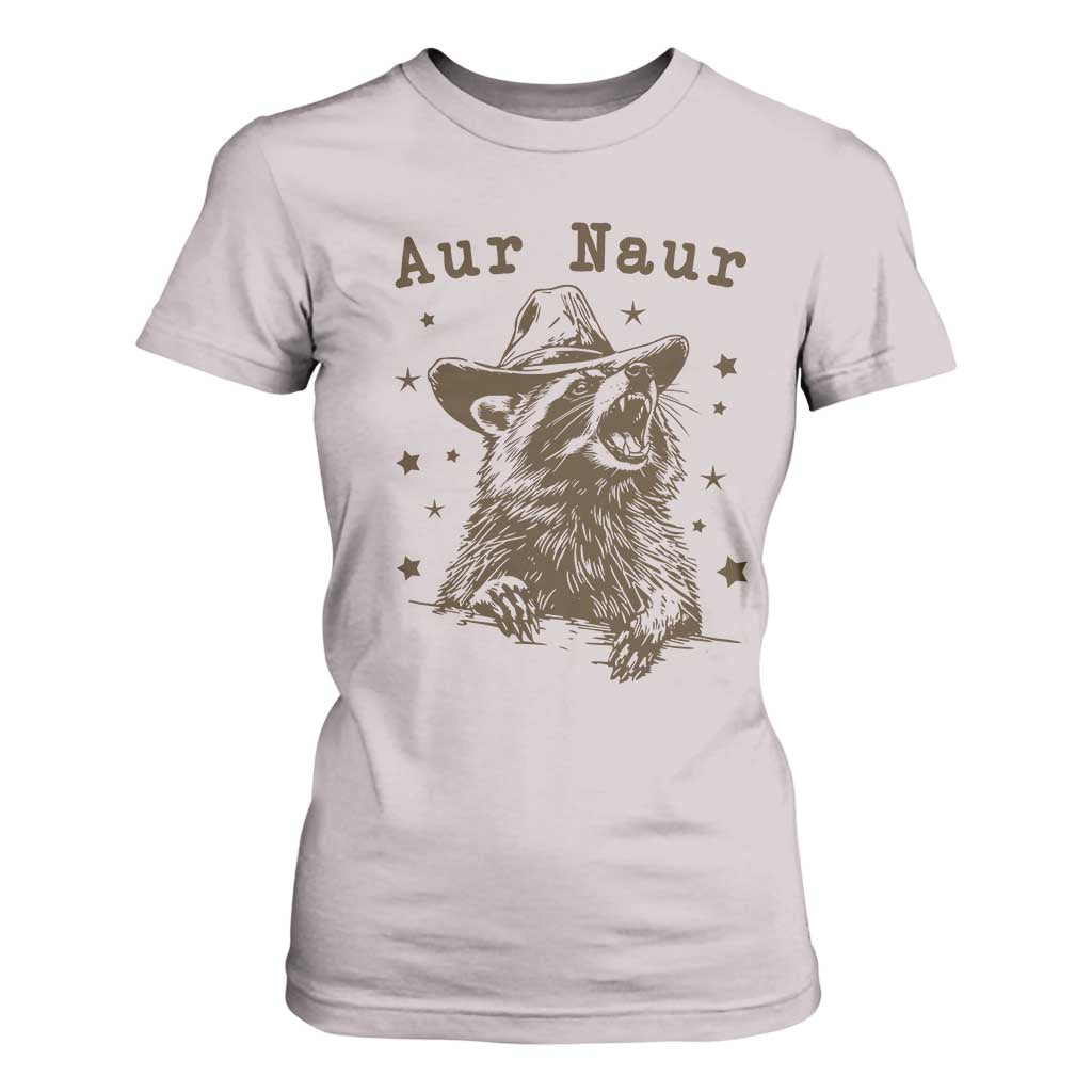 AUR Naur Cowboy Raccoon T Shirt For Women Funny Sarcastic Oh No Australian Accent TS14 Ice Gray Print Your Wear