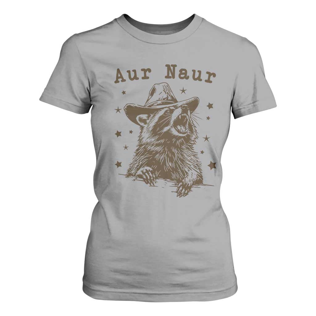 AUR Naur Cowboy Raccoon T Shirt For Women Funny Sarcastic Oh No Australian Accent TS14 Sport Gray Print Your Wear