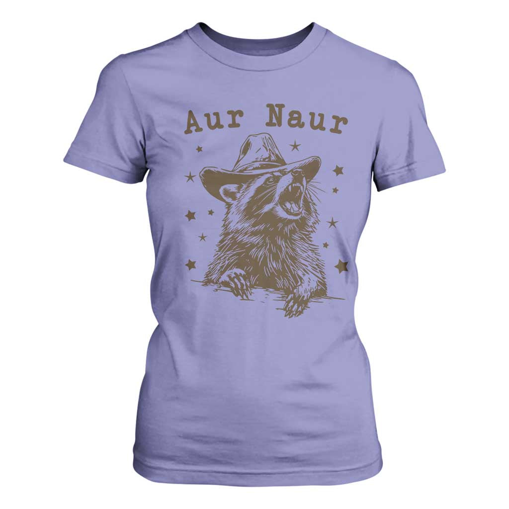 AUR Naur Cowboy Raccoon T Shirt For Women Funny Sarcastic Oh No Australian Accent TS14 Violet Print Your Wear