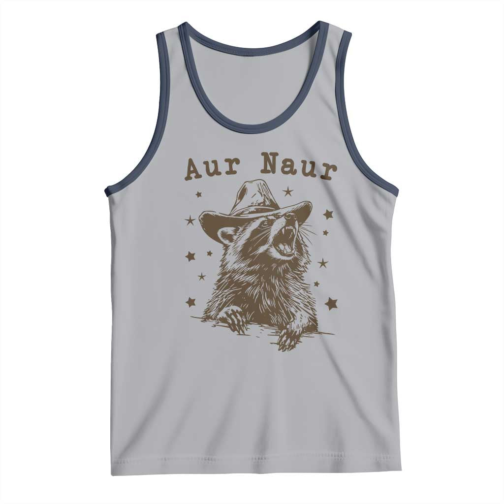 AUR Naur Cowboy Raccoon Tank Top Funny Sarcastic Oh No Australian Accent TS14 Athletic Heather Navy Print Your Wear
