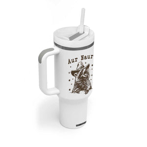AUR Naur Cowboy Raccoon Tumbler With Handle Funny Sarcastic Oh No Australian Accent TS14 Print Your Wear