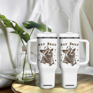 AUR Naur Cowboy Raccoon Tumbler With Handle Funny Sarcastic Oh No Australian Accent TS14 Print Your Wear
