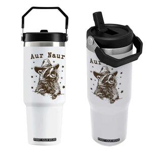 AUR Naur Cowboy Raccoon Flip Straw Tumbler Funny Sarcastic Oh No Australian Accent TS14 One Size: 30 oz White Print Your Wear