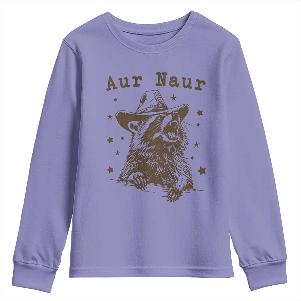 AUR Naur Cowboy Raccoon Youth Sweatshirt Funny Sarcastic Oh No Australian Accent TS14 Violet Print Your Wear