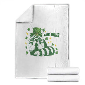 AUR Naur Raccoon St Patricks Day Meme Throw Blanket Funny Sarcastic Oh No Australian Accent TS14 White Print Your Wear