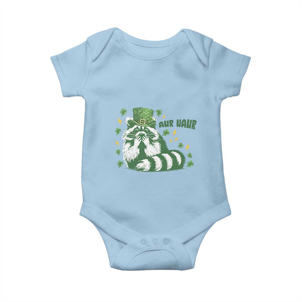 AUR Naur Raccoon St Patricks Day Meme Baby Onesie Funny Sarcastic Oh No Australian Accent TS14 Light Blue Print Your Wear