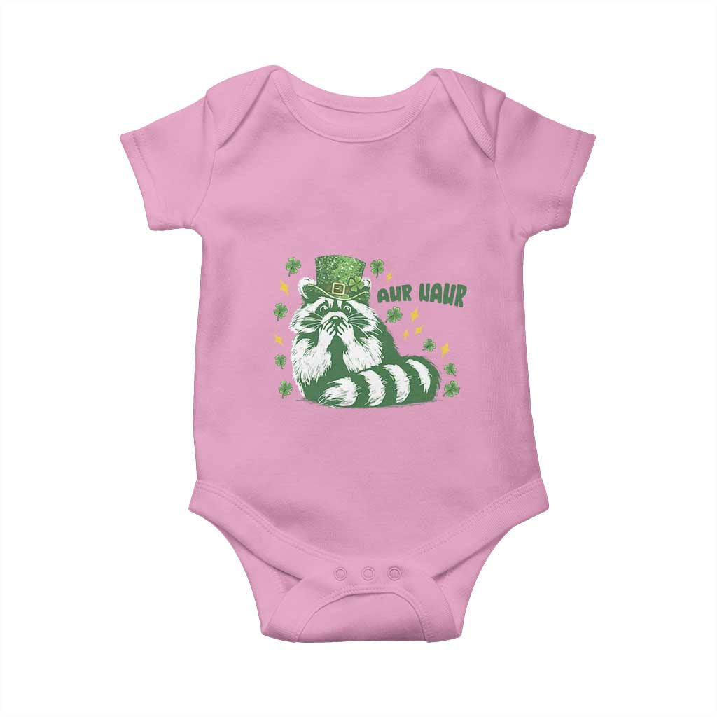 AUR Naur Raccoon St Patricks Day Meme Baby Onesie Funny Sarcastic Oh No Australian Accent TS14 Light Pink Print Your Wear