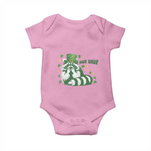 AUR Naur Raccoon St Patricks Day Meme Baby Onesie Funny Sarcastic Oh No Australian Accent TS14 Light Pink Print Your Wear