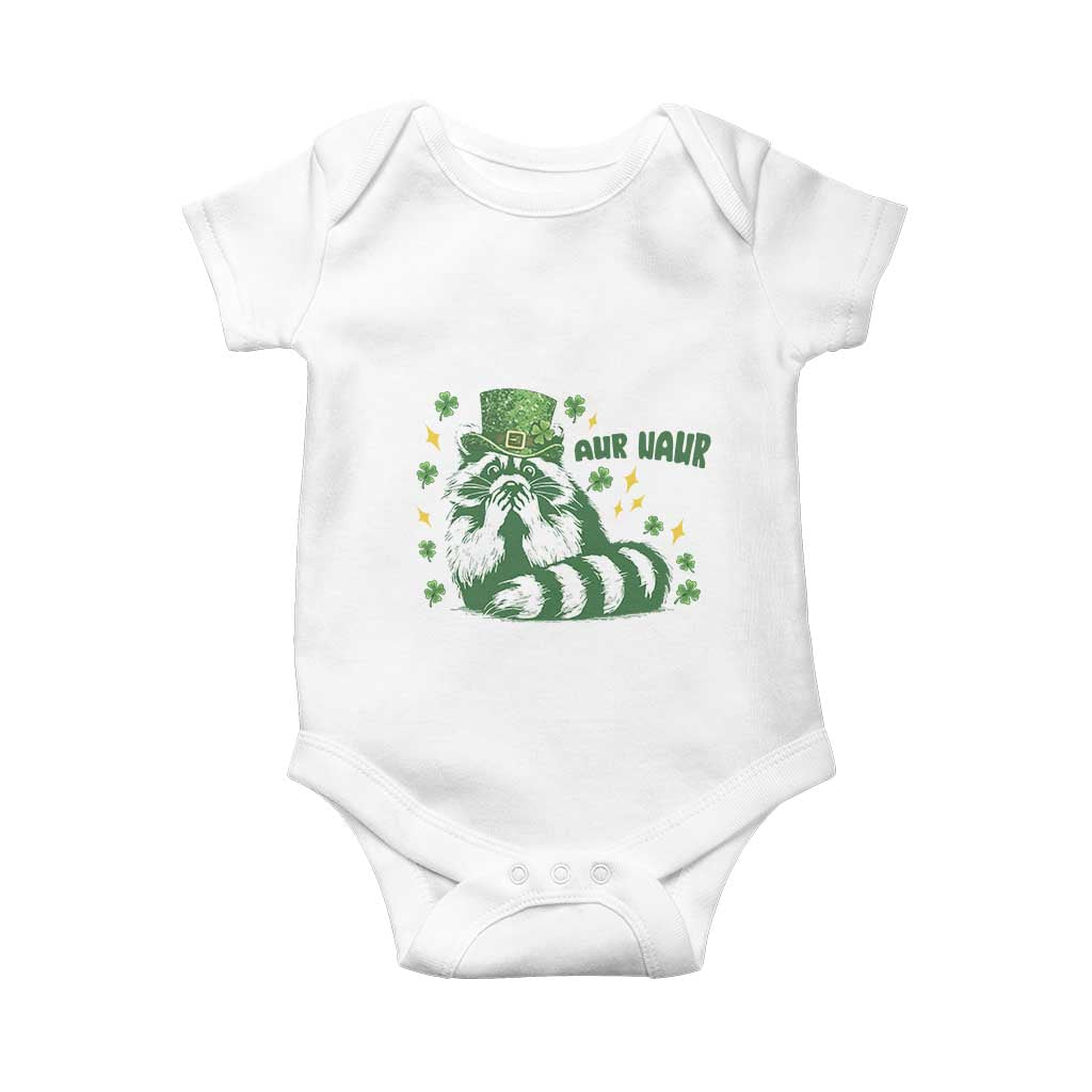 AUR Naur Raccoon St Patricks Day Meme Baby Onesie Funny Sarcastic Oh No Australian Accent TS14 White Print Your Wear