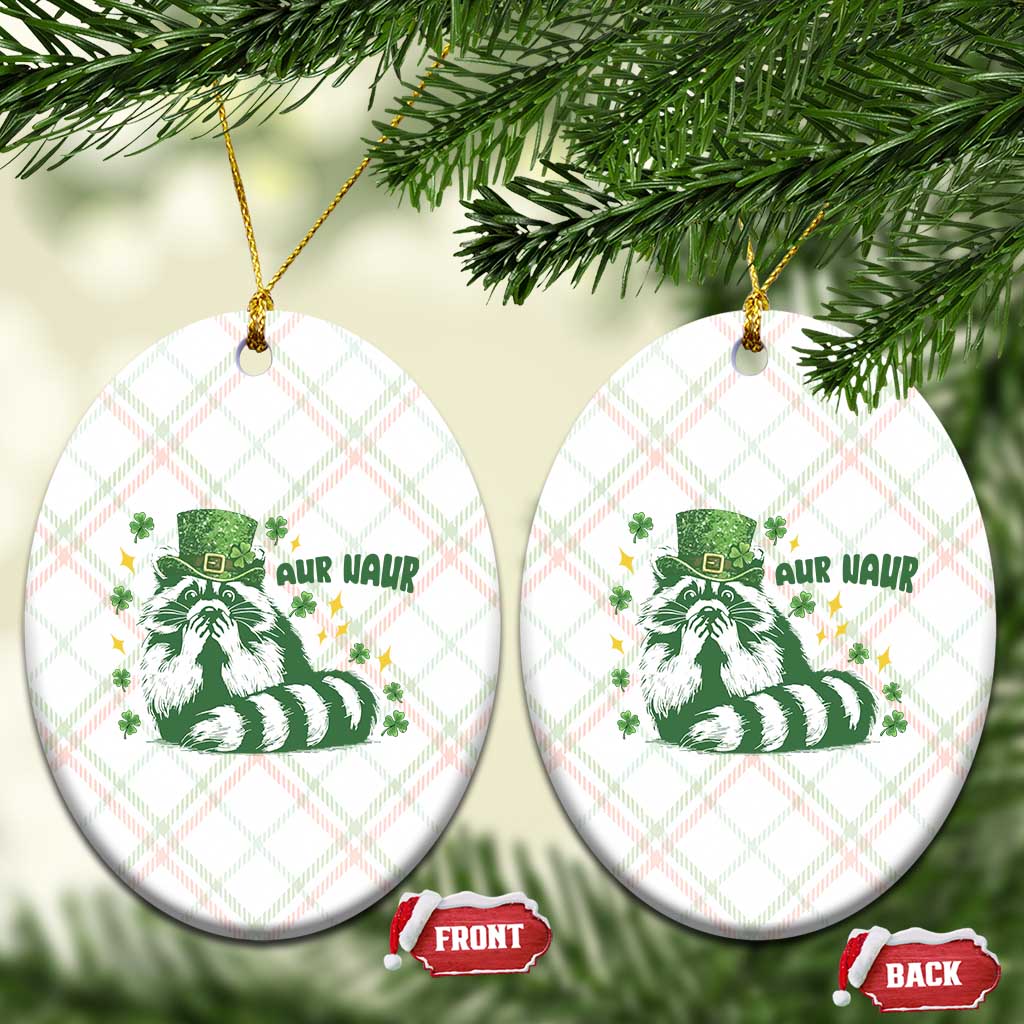 AUR Naur Raccoon St Patricks Day Meme Ceramic Ornament Funny Sarcastic Oh No Australian Accent TS14 Print Your Wear