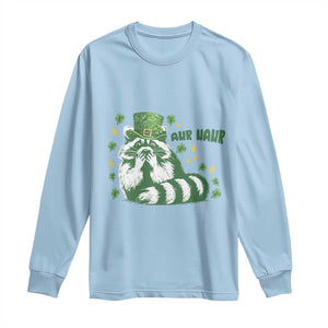 AUR Naur Raccoon St Patricks Day Meme Long Sleeve Shirt Funny Sarcastic Oh No Australian Accent TS14 Light Blue Print Your Wear