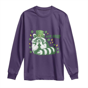 AUR Naur Raccoon St Patricks Day Meme Long Sleeve Shirt Funny Sarcastic Oh No Australian Accent TS14 Purple Print Your Wear