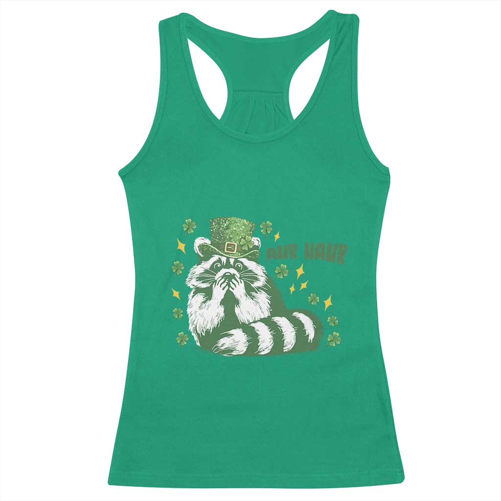 AUR Naur Raccoon St Patricks Day Meme Racerback Tank Top Funny Sarcastic Oh No Australian Accent TS14 Irish Green Print Your Wear