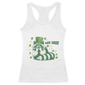 AUR Naur Raccoon St Patricks Day Meme Racerback Tank Top Funny Sarcastic Oh No Australian Accent TS14 White Print Your Wear