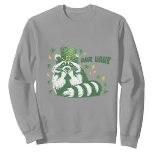 AUR Naur Raccoon St Patricks Day Meme Sweatshirt Funny Sarcastic Oh No Australian Accent TS14 Sport Gray Print Your Wear