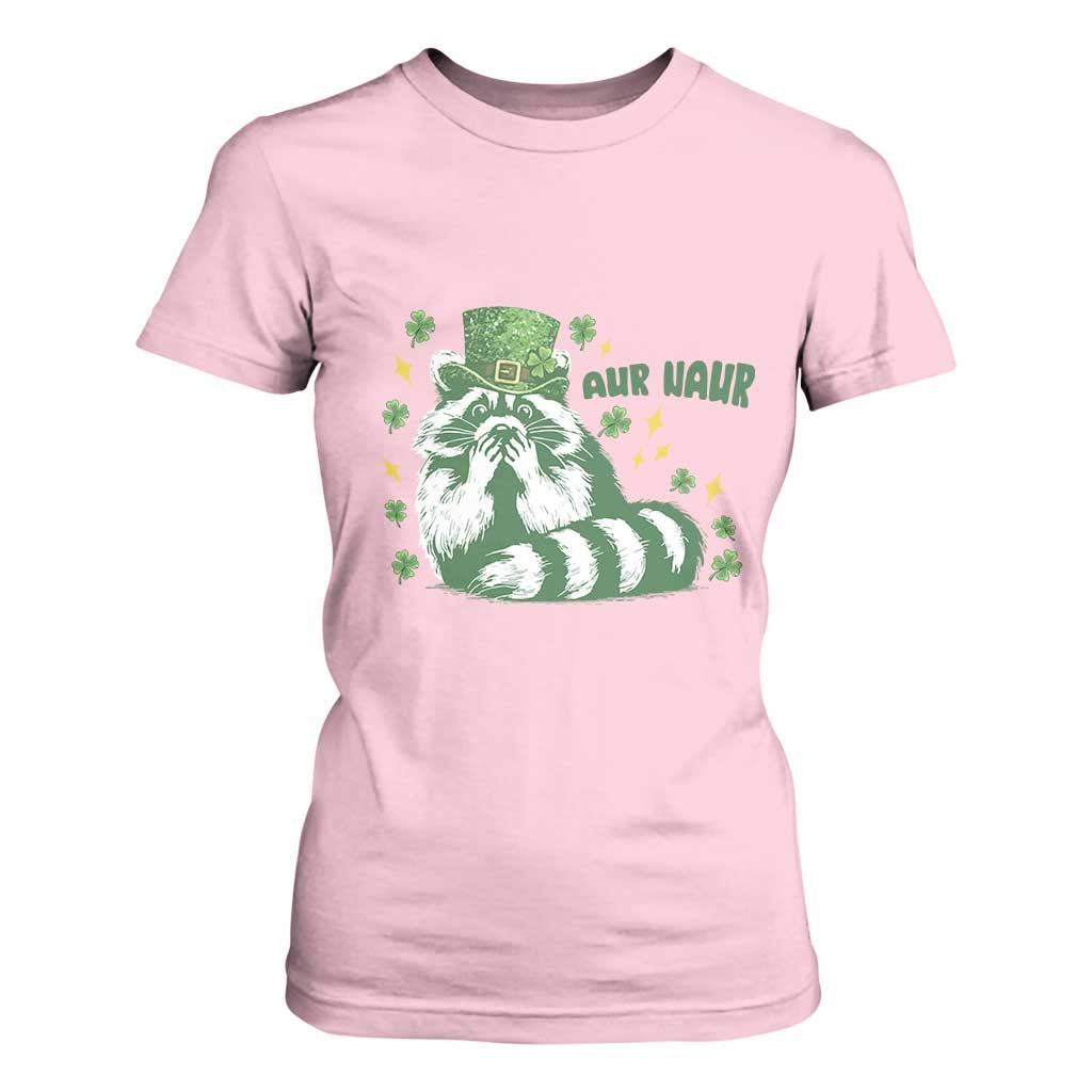 AUR Naur Raccoon St Patricks Day Meme T Shirt For Women Funny Sarcastic Oh No Australian Accent TS14 Light Pink Print Your Wear