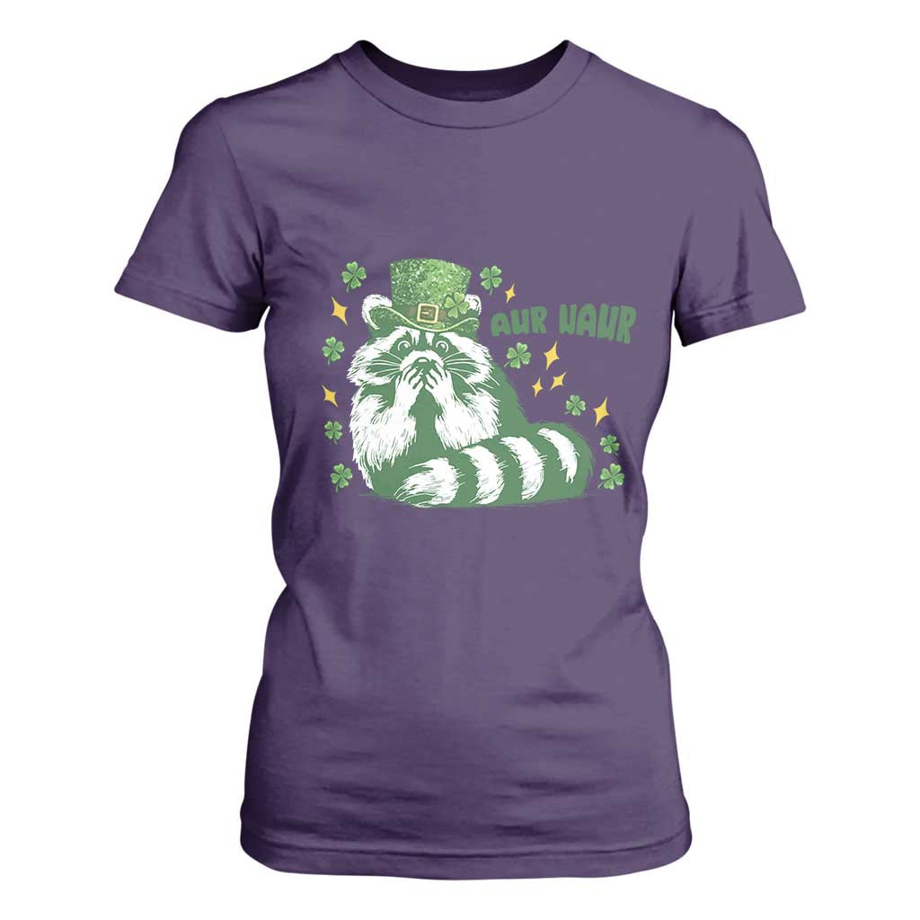 AUR Naur Raccoon St Patricks Day Meme T Shirt For Women Funny Sarcastic Oh No Australian Accent TS14 Purple Print Your Wear