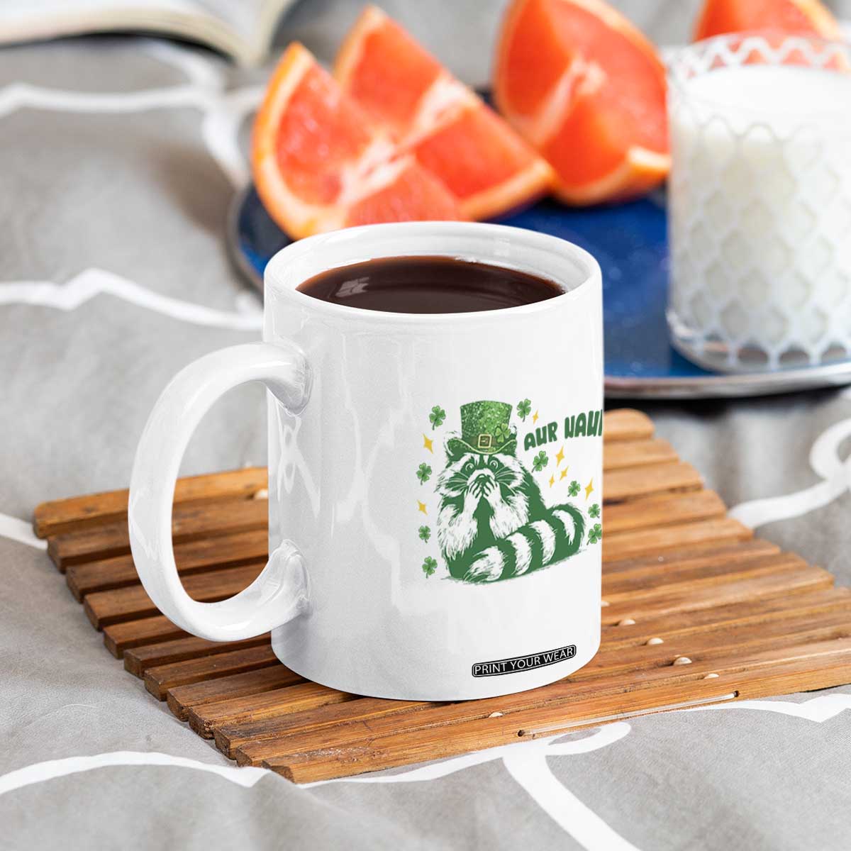 AUR Naur Raccoon St Patricks Day Meme Coffee Mug Funny Sarcastic Oh No Australian Accent TS14 Print Your Wear