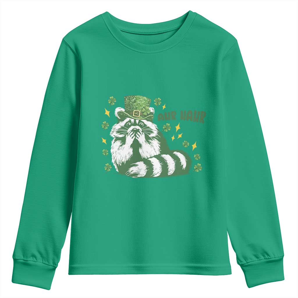 AUR Naur Raccoon St Patricks Day Meme Youth Sweatshirt Funny Sarcastic Oh No Australian Accent TS14 Irish Green Print Your Wear