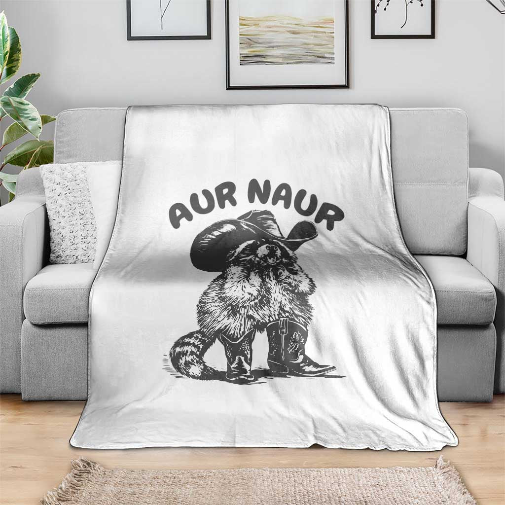 AUR Naur Cowboy Raccoon Meme Throw Blanket Funny Sarcastic Oh No Australian Accent TS14 Print Your Wear