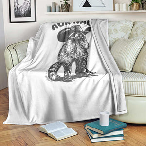 AUR Naur Cowboy Raccoon Meme Throw Blanket Funny Sarcastic Oh No Australian Accent TS14 Print Your Wear