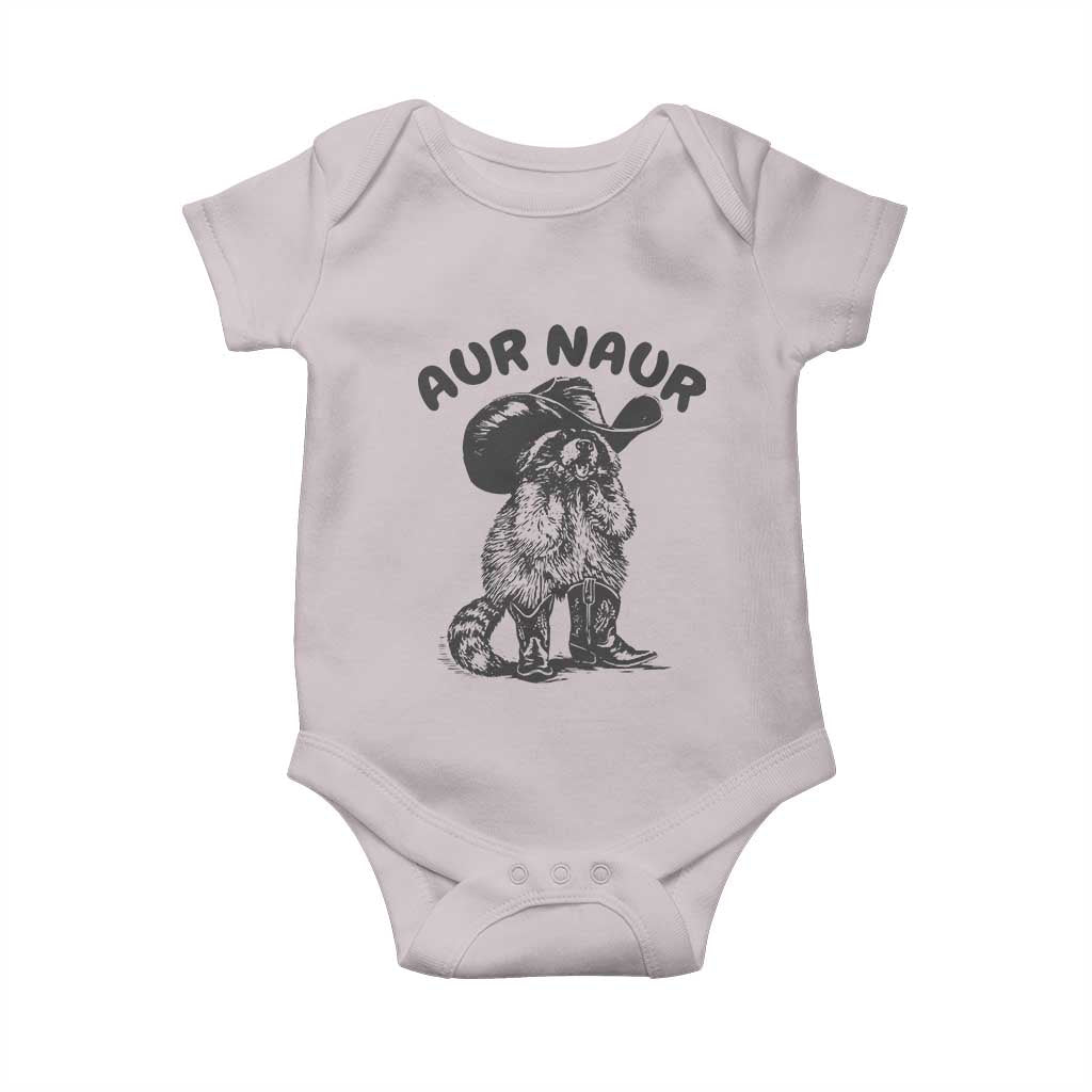 AUR Naur Cowboy Raccoon Meme Baby Onesie Funny Sarcastic Oh No Australian Accent TS14 Ice Gray Print Your Wear