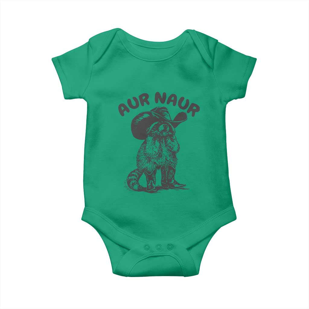 AUR Naur Cowboy Raccoon Meme Baby Onesie Funny Sarcastic Oh No Australian Accent TS14 Irish Green Print Your Wear