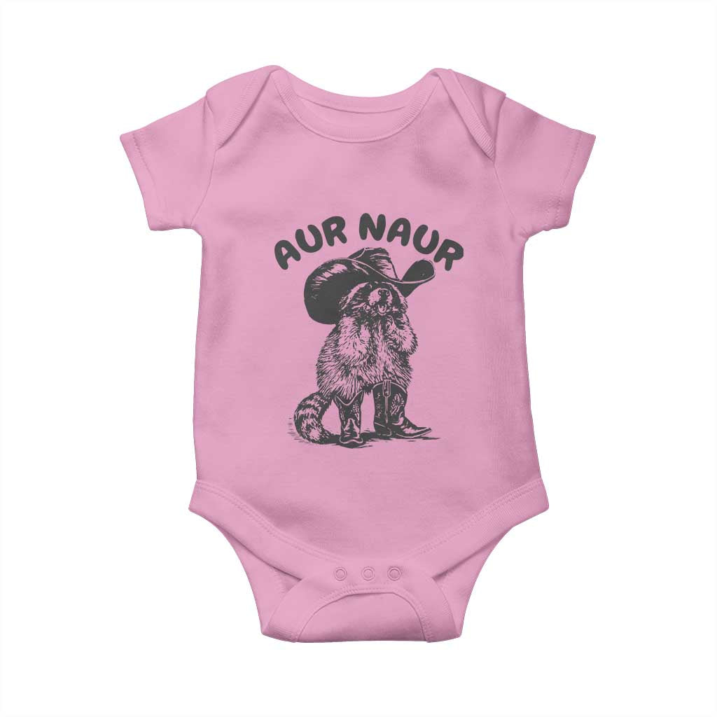 AUR Naur Cowboy Raccoon Meme Baby Onesie Funny Sarcastic Oh No Australian Accent TS14 Light Pink Print Your Wear