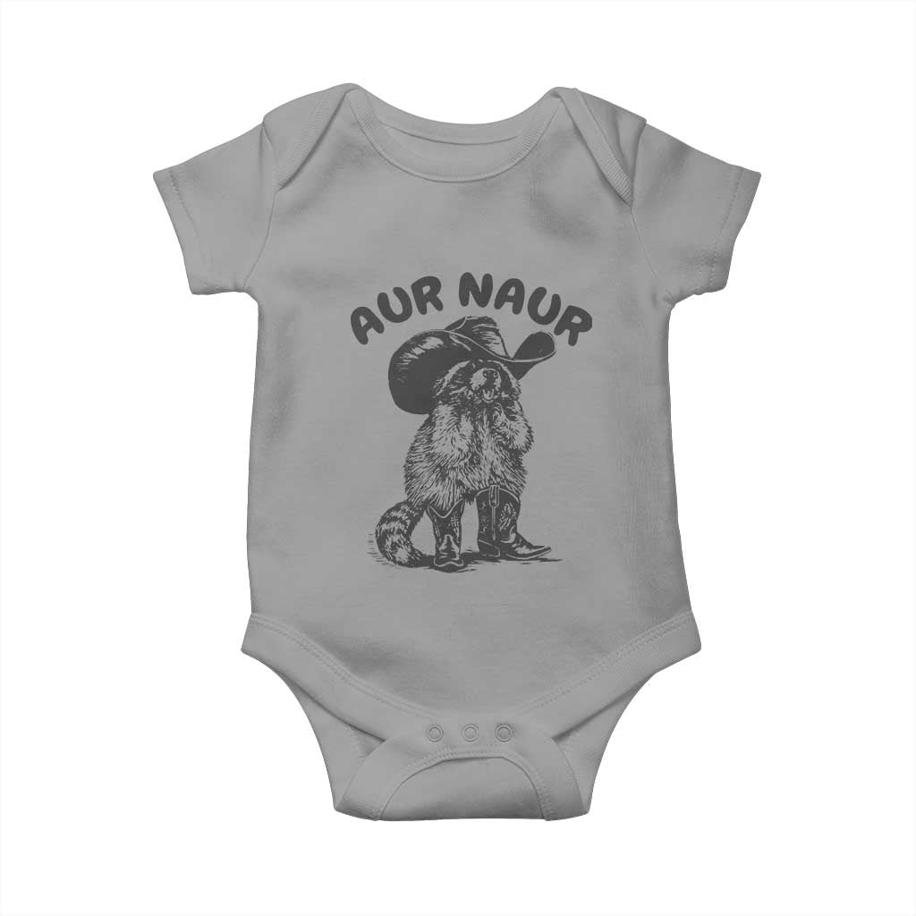 AUR Naur Cowboy Raccoon Meme Baby Onesie Funny Sarcastic Oh No Australian Accent TS14 Sport Gray Print Your Wear