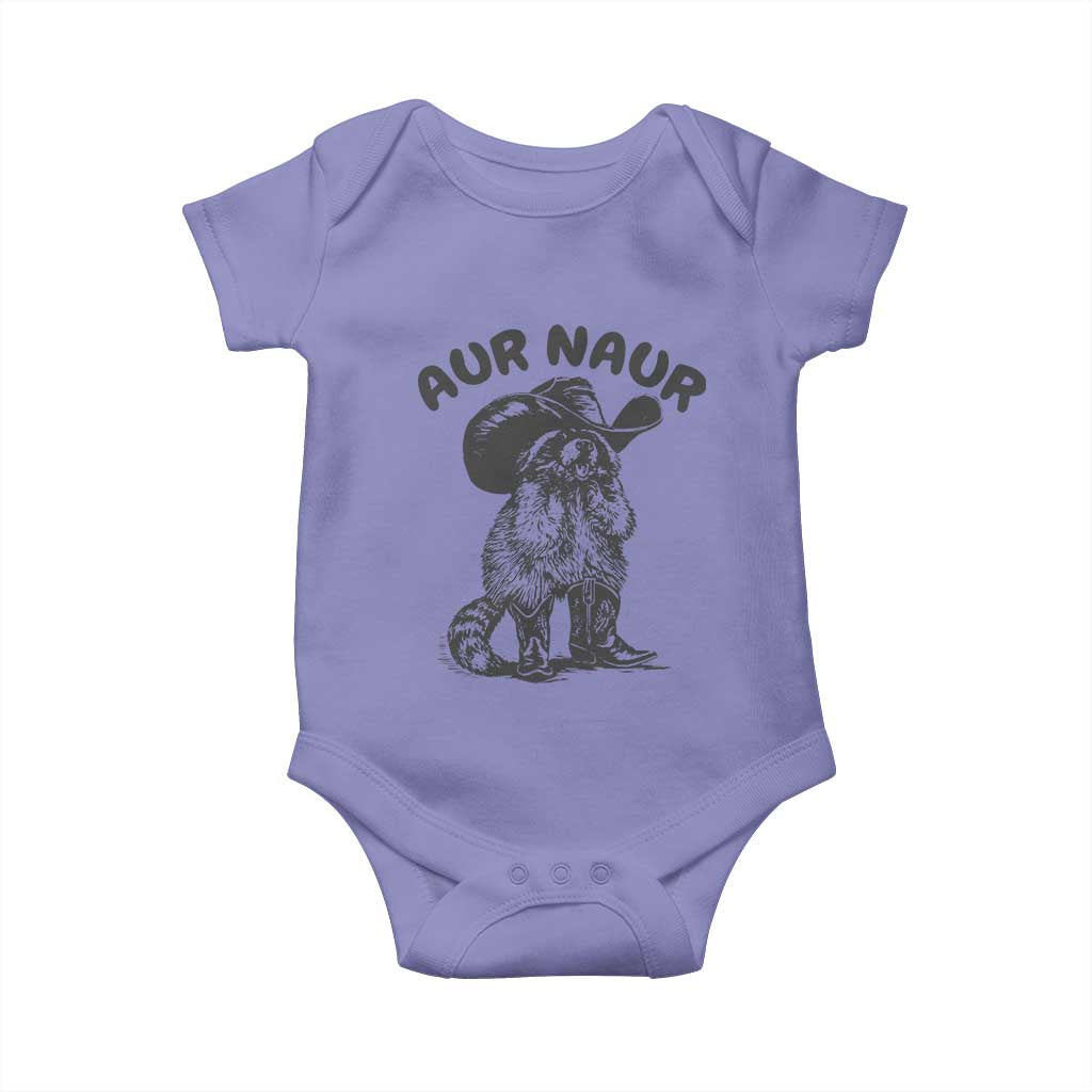 AUR Naur Cowboy Raccoon Meme Baby Onesie Funny Sarcastic Oh No Australian Accent TS14 Violet Print Your Wear
