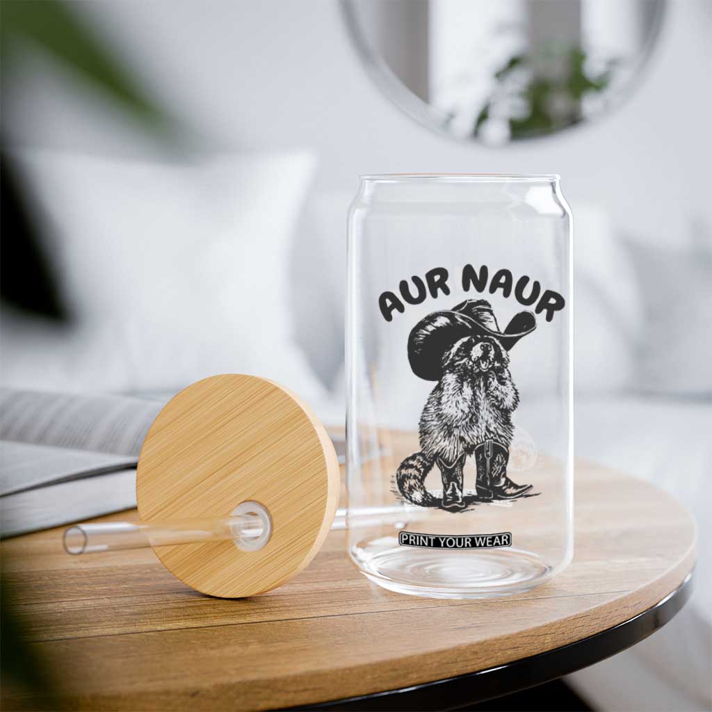 AUR Naur Cowboy Raccoon Meme Glass Can Funny Sarcastic Oh No Australian Accent TS14 Print Your Wear