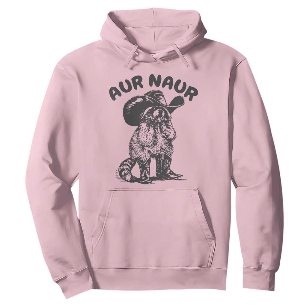 AUR Naur Cowboy Raccoon Meme Hoodie Funny Sarcastic Oh No Australian Accent TS14 Light Pink Print Your Wear