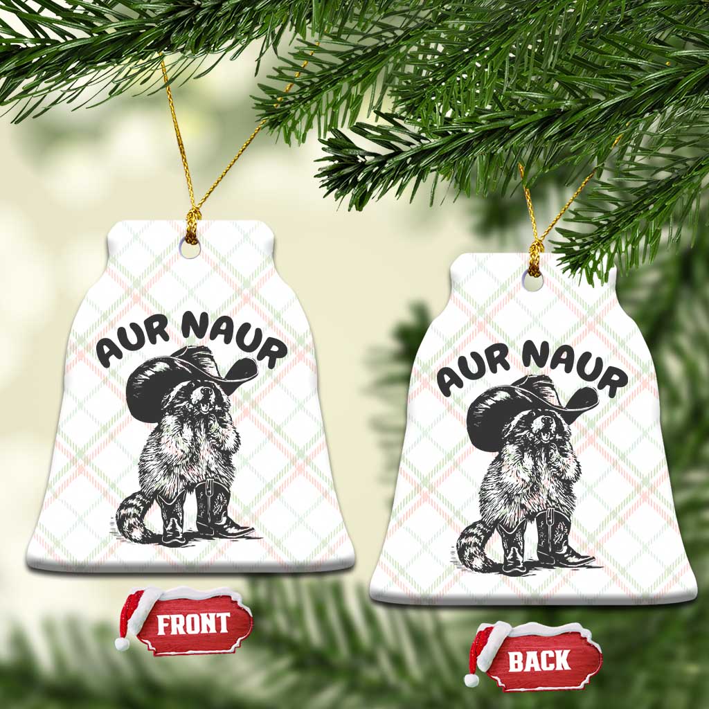 AUR Naur Cowboy Raccoon Meme Ceramic Ornament Funny Sarcastic Oh No Australian Accent TS14 Print Your Wear