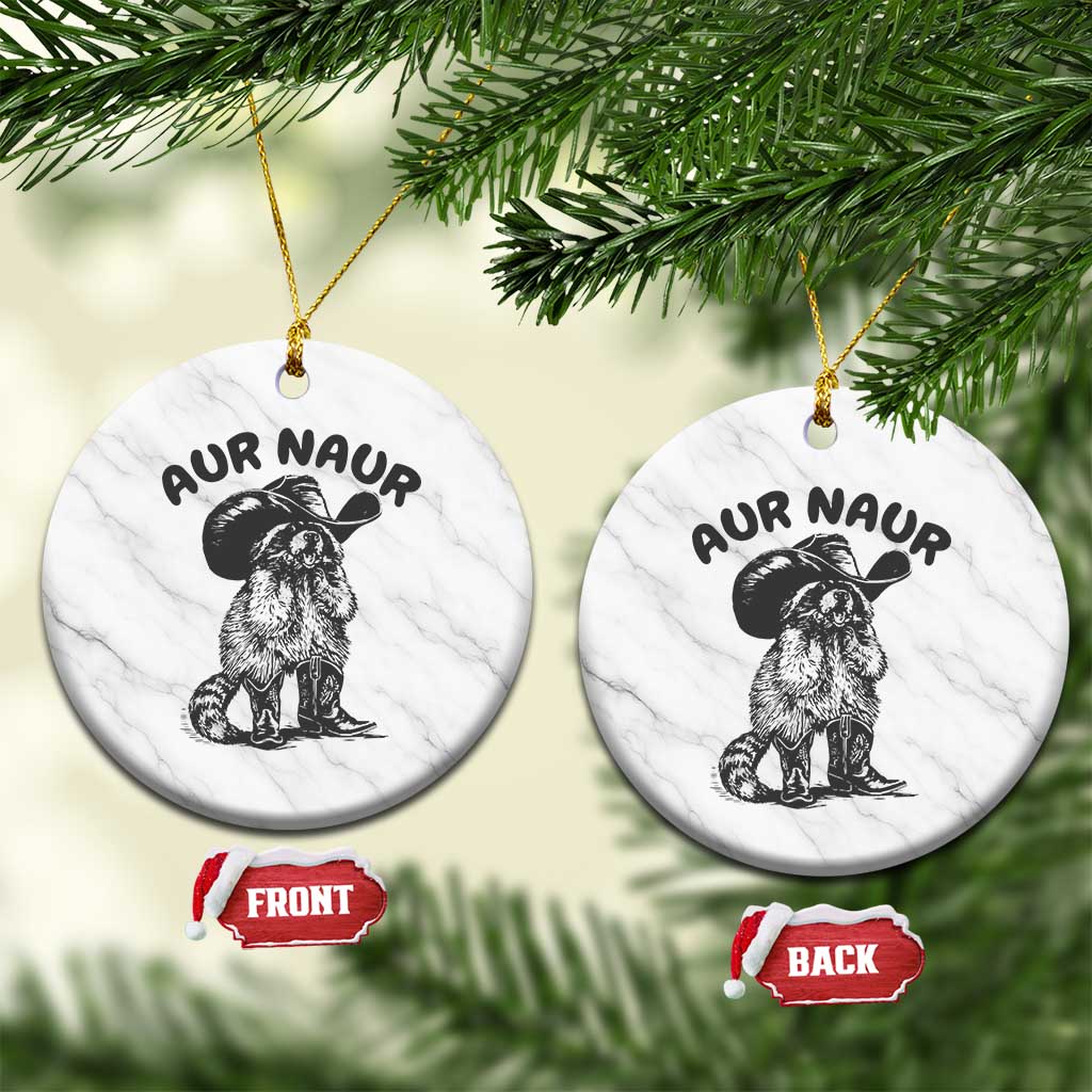 AUR Naur Cowboy Raccoon Meme Ceramic Ornament Funny Sarcastic Oh No Australian Accent TS14 1pc White Marble Print Your Wear