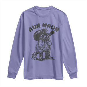 AUR Naur Cowboy Raccoon Meme Long Sleeve Shirt Funny Sarcastic Oh No Australian Accent TS14 Violet Print Your Wear