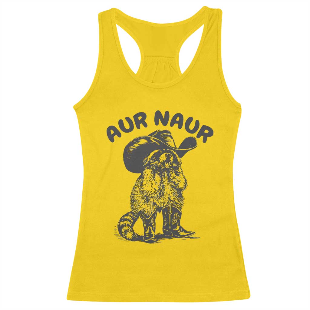 AUR Naur Cowboy Raccoon Meme Racerback Tank Top Funny Sarcastic Oh No Australian Accent TS14 Daisy Print Your Wear