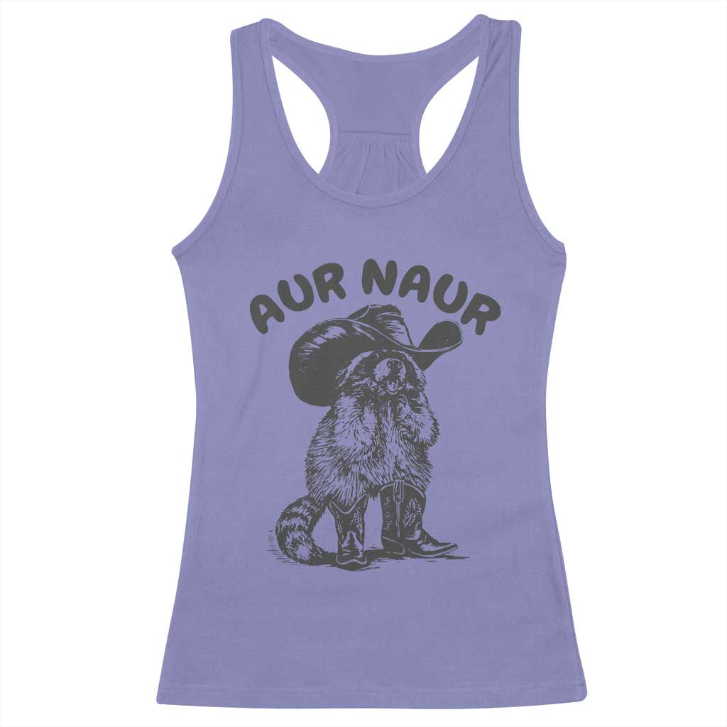 AUR Naur Cowboy Raccoon Meme Racerback Tank Top Funny Sarcastic Oh No Australian Accent TS14 Violet Print Your Wear