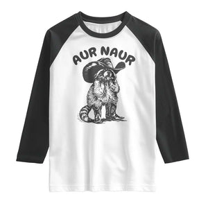 AUR Naur Cowboy Raccoon Meme Raglan Shirt Funny Sarcastic Oh No Australian Accent TS14 White Black Print Your Wear
